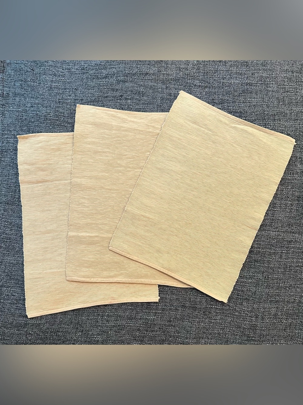 Bed, Bath & Beyond • Set of 3 ribbed cloth place mats • light tan